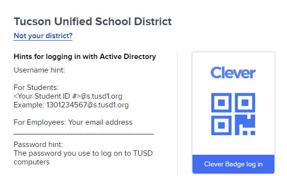 TUSD 1 Clever Login Access Clever Login Page